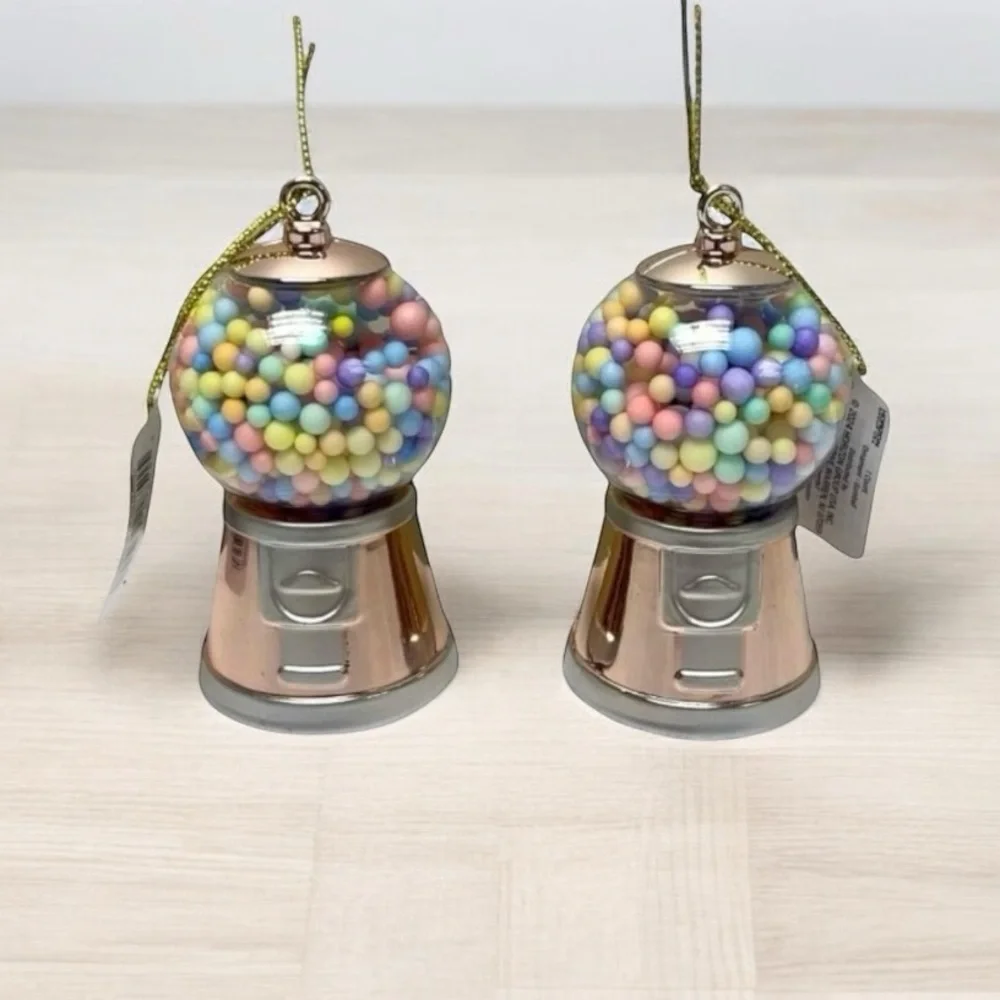 Target Pink Gum-ball Retro Novelty Machine Christmas Tree Ornaments Set of 2